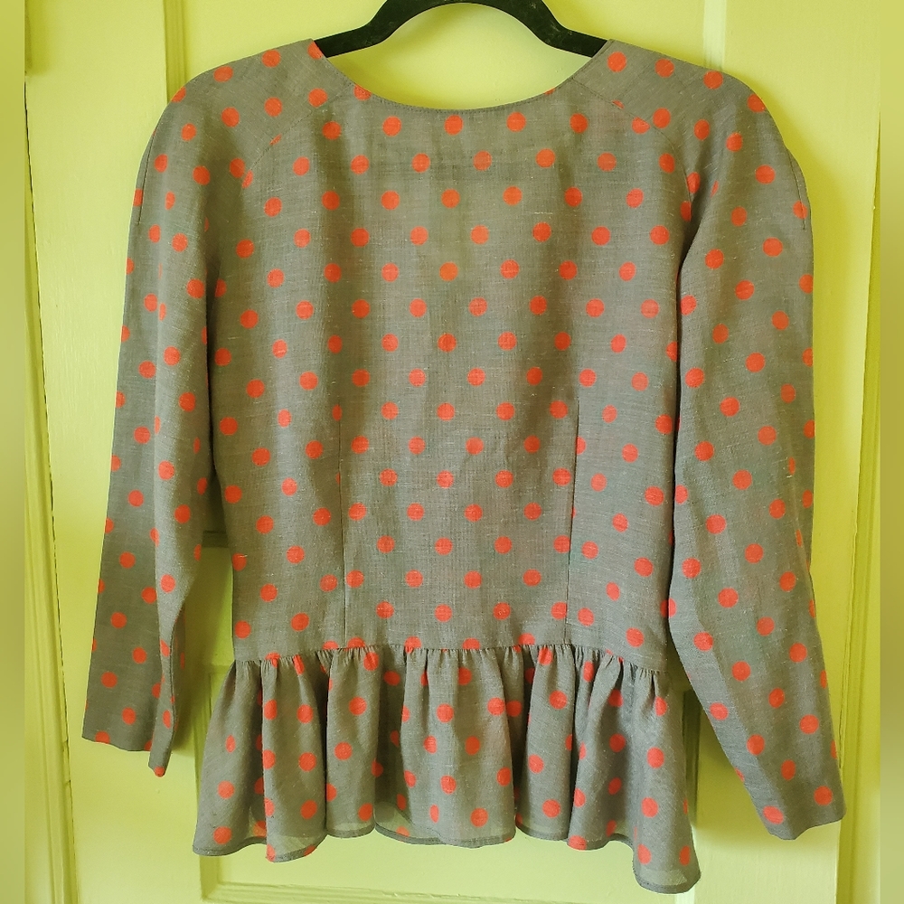 Vintage pinup rockabilly handmade polka dot button up frilly blouse top - Picture 6 of 8